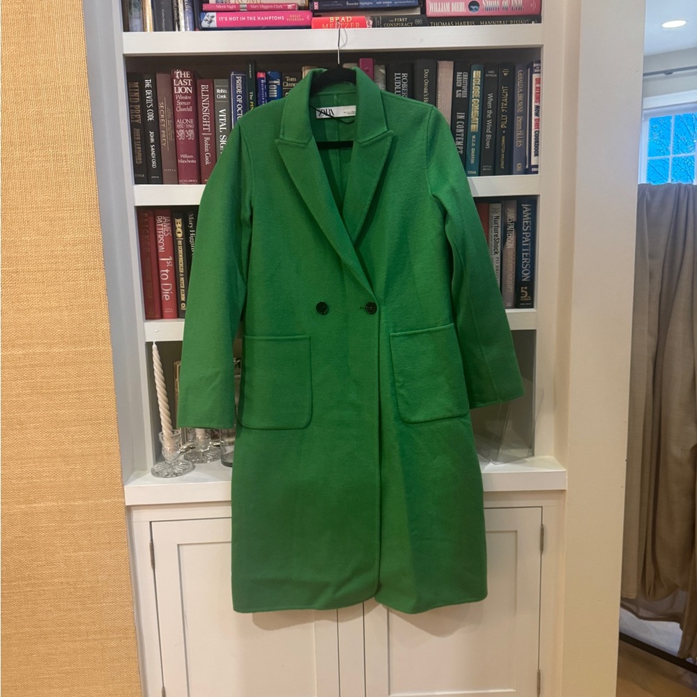 Zara Vibrant Green Wool Coat